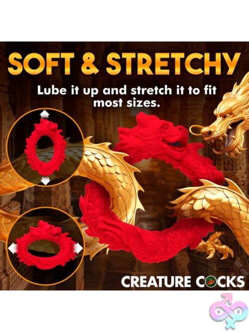Rise Of The Dragon Silicone Cock Ring - Red - Image 9
