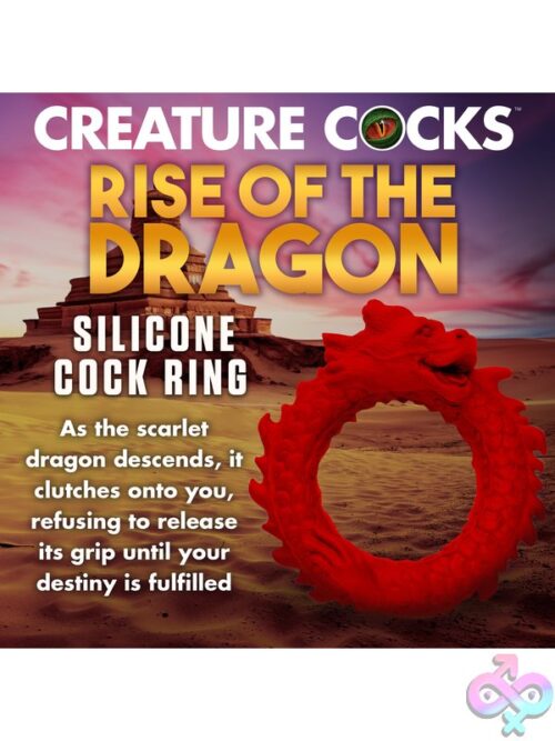 Rise Of The Dragon Silicone Cock Ring - Red - Image 7