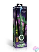 Green fantasy silicone enema hose with serpent head tip and scaled texture by Xr – Creature Cocks