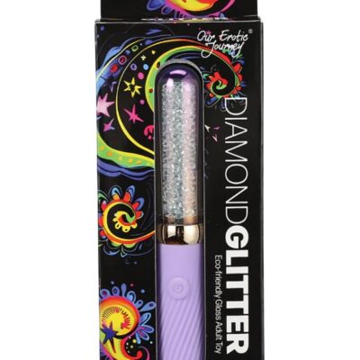 Cristal Diamond Glitter borosilicate glass massager in purple by Our Erotic Journey