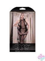 Black high neck crotchless bodystocking queen size by Fantasy Lingerie