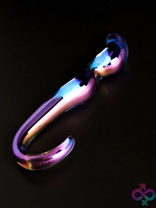 Crystal Blue Flame Curved Glass Dildo - Image 2