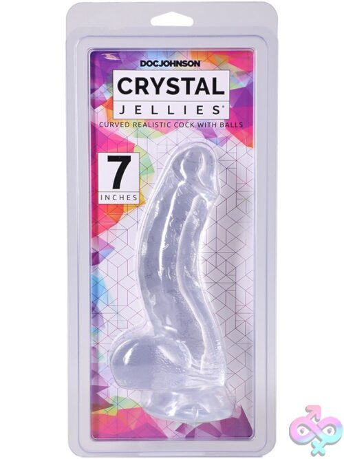 Crystal Jellies Curved Realistic Cock With Balls 7 Inch - Image 6