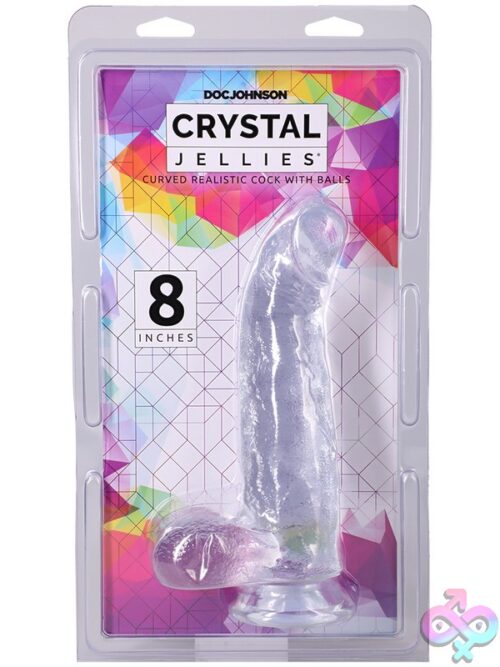 Crystal Jellies Curved Realistic Cock With Balls 8 Inch - Image 8