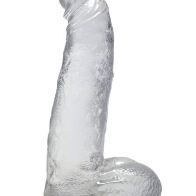 curved suction cup dildo Crystal Jellies 8 Inch with balls by Doc Johnson