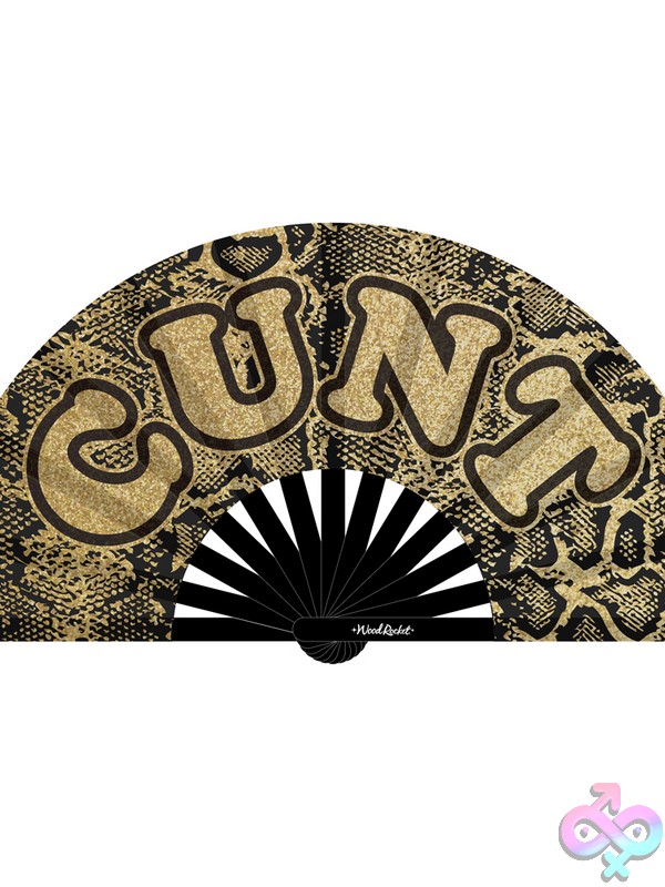 Discreet-Toys-Cunt-Fan-Nu-Fan-011 Large Glittery Gold Satin Folding Hand Fan With Bamboo Ribs By Wood Rocket