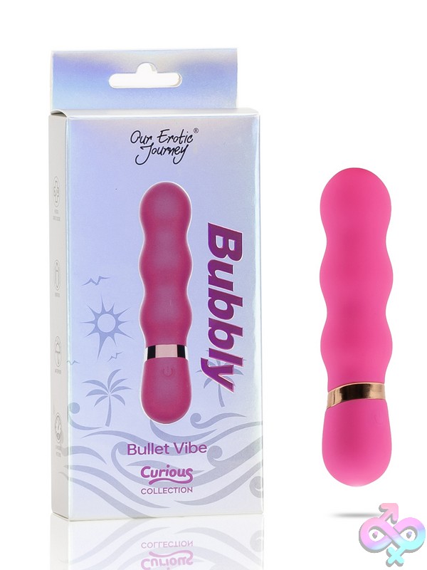 Discreet-Toys-Curious-Bubbly-Bullet-Vibe-Pink-Nu-Sg-Cs-G906 Pink Textured Silicone Bullet Vibrator With Bubble Surface Detail By Our Erotic Journey