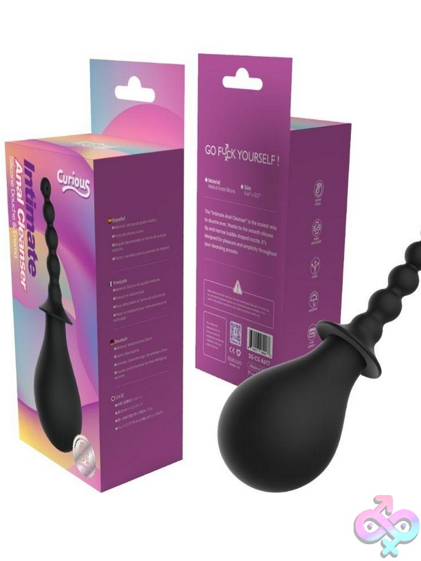 Discreet-Toys-Curious-Intimate-Anal-Cleanser-Silicone-Douche-Enema-Black-Nu-Sg-Cs-A617 Black Medical-Grade Silicone Anal Cleanser Douche With Detachable Nozzle By Our Erotic Journey