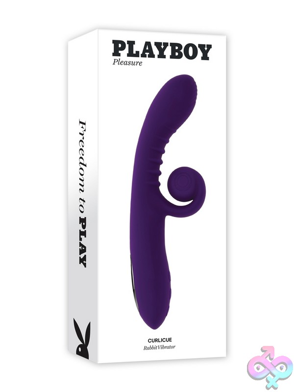 Discreet-Toys-Curlicue-Nu-Pb-Rs-4707-2 Purple Spiral Rabbit Vibrator With G-Spot Shaft And Flexible Clit Stimulator By Playboy Pleasure