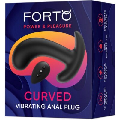 Forto curved vibrating anal plug with wireless remote in black and blue