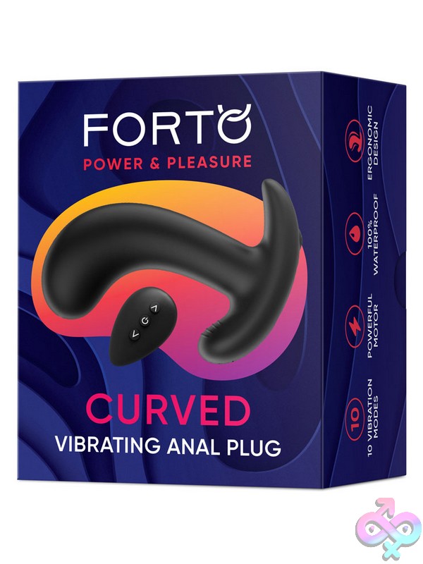 Discreet-Toys-Curved-Vibrating-Plug-Black-Nu-Fo-5006-05 Forto Curved Vibrating Anal Plug With Wireless Remote In Black And Blue