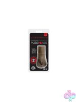 Realistic dark-tone dual entry ribbed stroker sleeve by Topco Sales