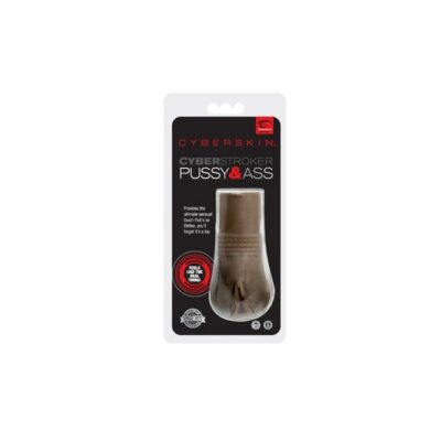 Realistic dark-tone dual entry ribbed stroker sleeve by Topco Sales
