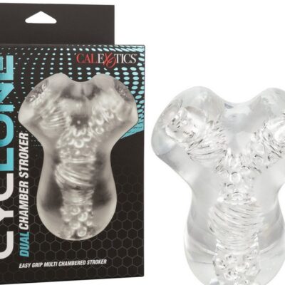 Clear dual chamber ribbed stroker in TPE by California Exotic Novelties