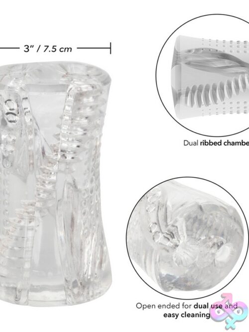 Cyclone Dual Ribbed Stroker – Clear Tpe Masturbator - Image 3