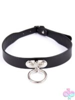Adjustable black PVC collar with metal D-ring by S&G Pleasure