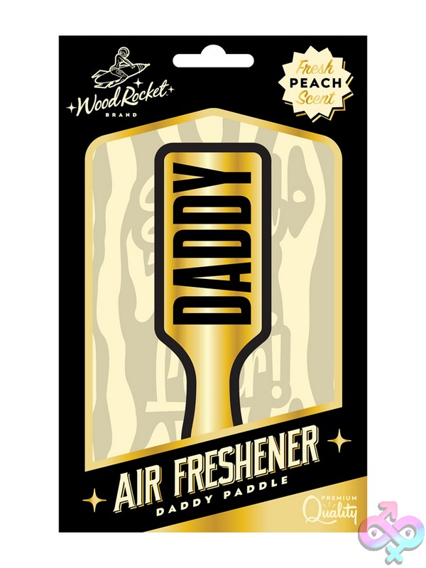 Discreet-Toys-Daddy-Paddle-Air-Freshener-Nu-Vaf-007 Gold Paddle-Shaped Fresh Peach Air Freshener Novelty Gag Gift By Wood Rocket