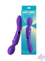 Double-ended purple vibrating wand with flexible neck and textured end by Luv Inc
