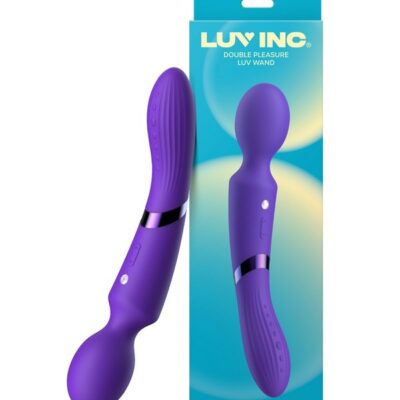 Double-ended purple vibrating wand with flexible neck and textured end by Luv Inc