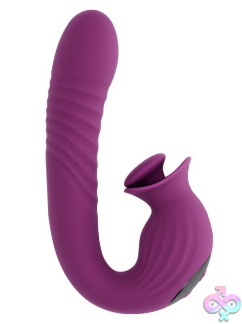 Deep Ecstasy Ribbed Thrusting Vibrator With Rotating Clitoral Stimulator – Purple - Image 2