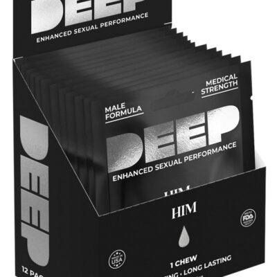 Deep Him Chew 12-piece counter display with clear case by Deep