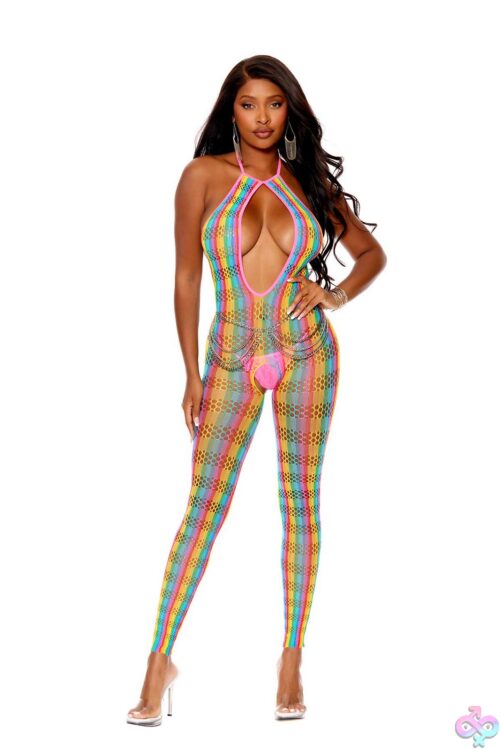 Deep V Bodystocking - One Size - Multicolor - Image 2