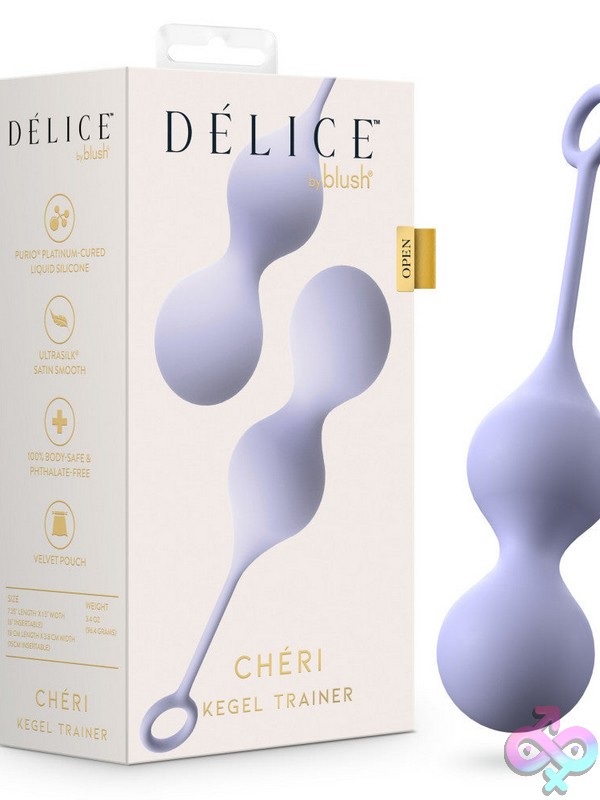 Discreet-Toys-Delice-Cheri-Kegel-Trainer-Purple-Nu-Bl-23721 Chéri Dual-Weighted Purple Silicone Kegel Trainer With Retrieval Loop And Velvet Pouch By Blush Novelties