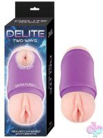 Compact dual-opening TPE stroker in purple ABS case by Nasstoys