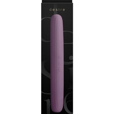 Mauve double-ended silicone vibrator with dual motors on white background