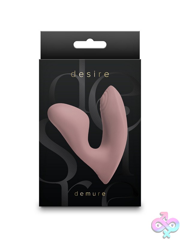 Discreet-Toys-Desire-Demure-Autumn-Nu-Nsn-0327-12 Beige Wearable Panty Vibrator With Dual Motors And Textured Silicone Body By Ns Novelties
