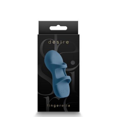Desire Fingerella finger vibrator in teal silicone by Ns Novelties shown on a soft neutral background