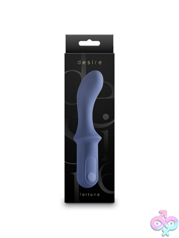 Discreet-Toys-Desire-Fortuna-Cobalt-Nu-Nsn-0327-57 Curved Cobalt Blue G-Spot Vibrator With Ergonomic Handle In Body-Safe Silicone By Ns Novelties