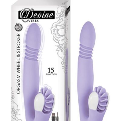 Lavender thrusting rabbit vibrator with clitoral wheel and dual motors by Nasstoys