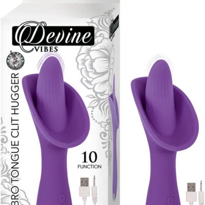 Devine Vibes Vibro Tongue Clit Hugger purple silicone rechargeable stimulator by Nasstoys