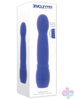 Light-up G-spot vibrator in blue silicone with swirling LED display by Evolved Novelties