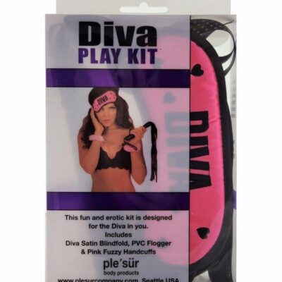 Pink beginner bondage set with satin blindfold, faux-fur handcuffs, and mini flogger by S&G Pleasure