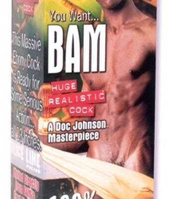 Bam Huge 13 Inch Realistic Cock With Removable Vac-U-Lock Suction Cup by Doc Johnson — beige, veined, with balls