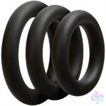 Optimale 3 C Ring Set Thick Black by Doc Johnson — three graduated silicone cock rings