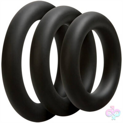 Optimale 3 C Ring Set Thick Black by Doc Johnson — three graduated silicone cock rings