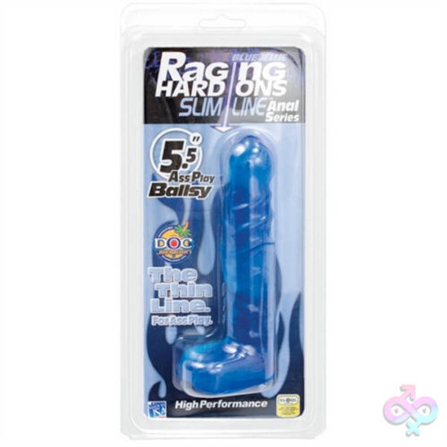Doc Johnson Sex Toys - Raging Hard Ons Slimline Anal Series 5.5 Inch Ass Play Ballsy - Blue