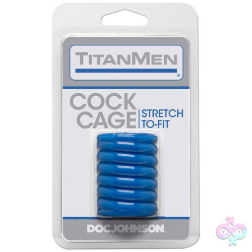 Doc Johnson Sex Toys - Titanmen Cock Cage - Blue