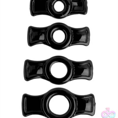 TitanMen Cock Ring Set Black by Doc Johnson — 4-piece adjustable cock ring set