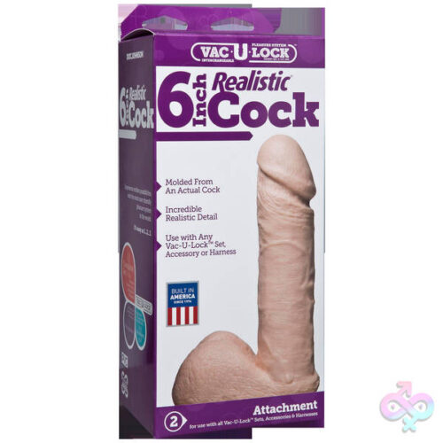 Doc Johnson Sex Toys - Vac-U-Lock 6 Inch Realistic Cock - White