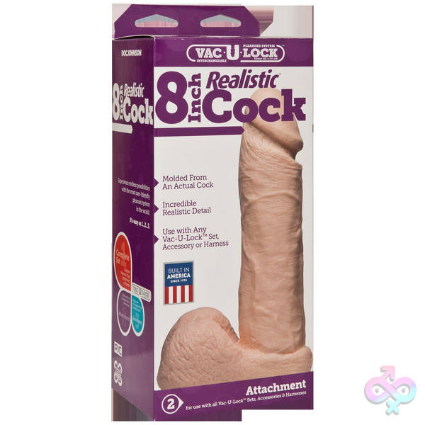 Vac-U-Lock 8 Inch Realistic Cock - White Doc Johnson Sex Toys - Vac-U-Lock 8 Inch Realistic Cock - White