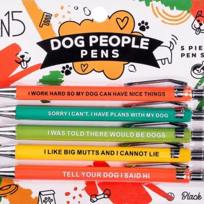 Dog People Pens 5-Pack multicolor novelty pen set by Wood Rocket