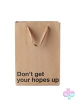 Don't Get Your Hopes Up snarky beige Kraft paper gift bag 3-pack by Wood Rocket