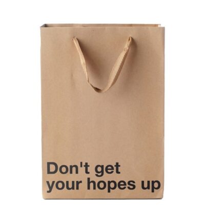 Don't Get Your Hopes Up snarky beige Kraft paper gift bag 3-pack by Wood Rocket
