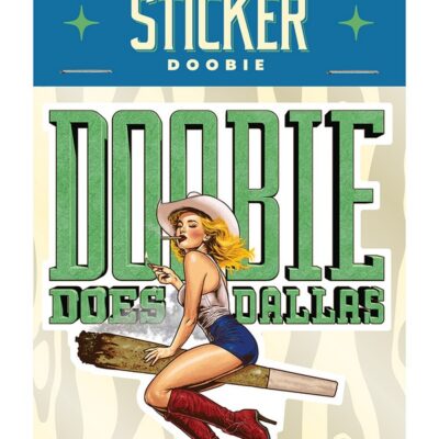 Doobie Does Dallas waterproof brown vinyl sticker by Wood Rocket