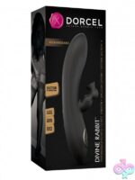 Black rabbit-style vibrator with air-pulse suction in soft silicone by Dorcel