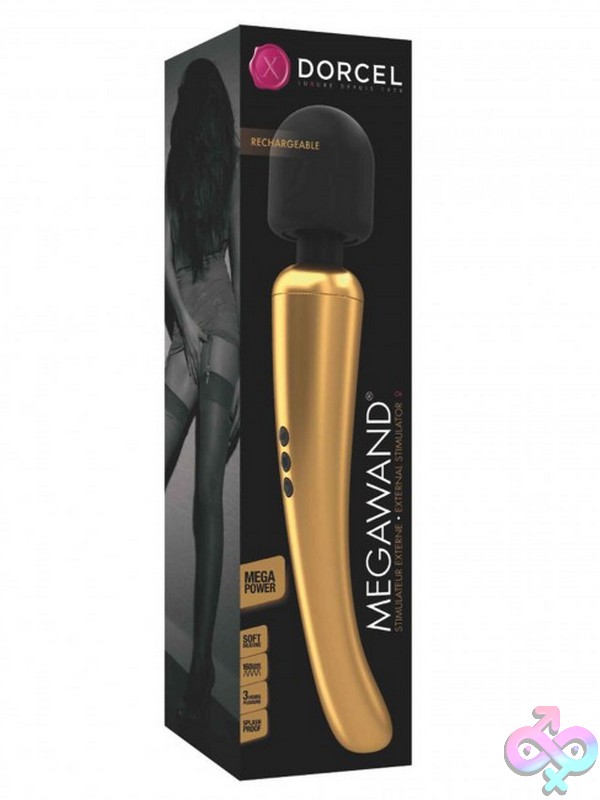 Discreet-Toys-Dorcel-Megawand-Gold-Rechargeable-Wand-Nu-Lp-6071786 Megawand Gold Rechargeable Vibrating Wand In Gold Finish By Dorcel